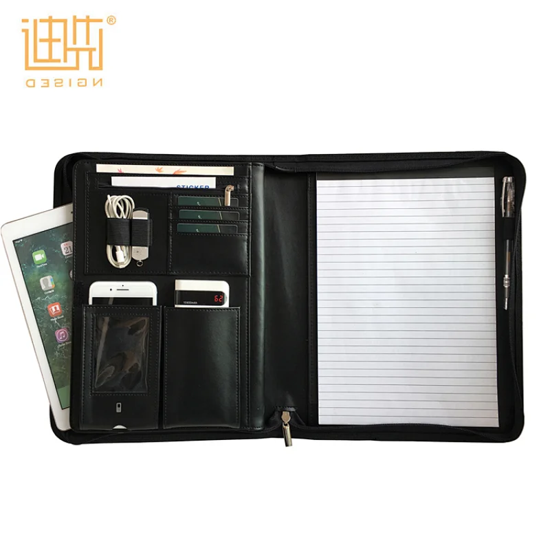 Business PU Leather Binder business portfolio folders Documents Travel Portfolios with phone