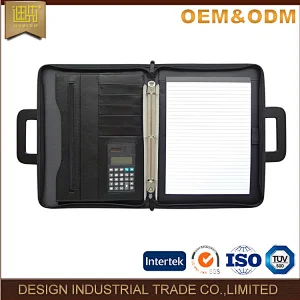 Black ladies business resume 3-ring binder folder a4 pu leather portfolio