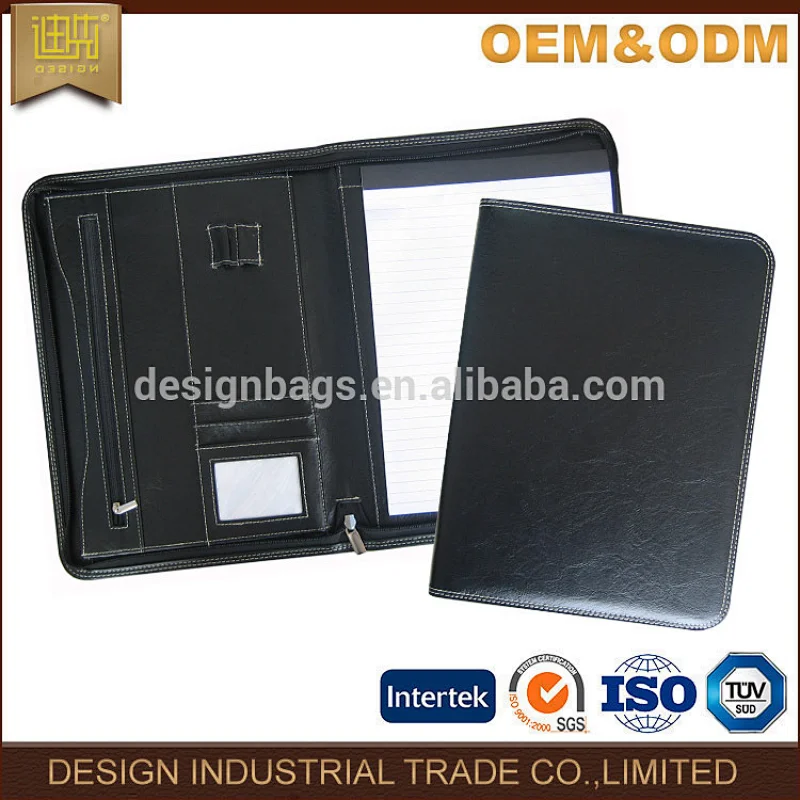 Hot sale pu organizer holder double stitching portfolio gift folder