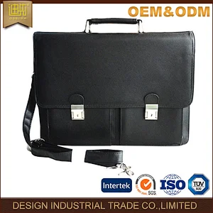 men briefcase promotional gift briefcase leather bag with two front pocket messenger men leather bag