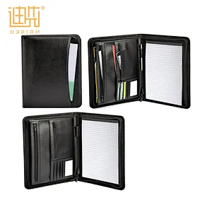 Reliable Black Refillable A4 Size Zippered Portfolio Folders PU Art Portfolio