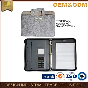Folder with handlers Black synthetic leather executive office stationery business Pu leather a4 portfolio