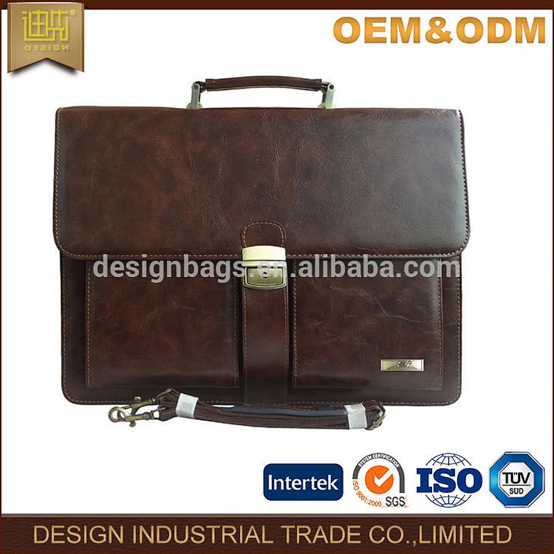 hot sell business lawyer security cheap old fashion leather men wholesale metal lock briefcase document bag