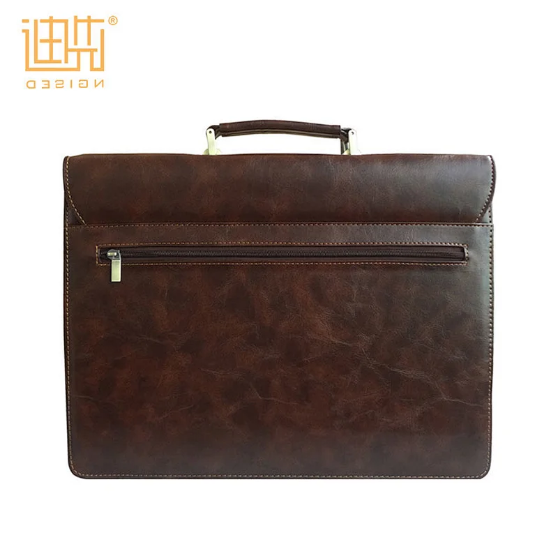fashion new design high quality brown PU leather men briefcase with secret compartment
