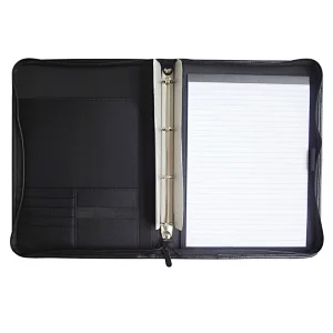 pu zippered men women a4 leather ring binder business portfolio folders