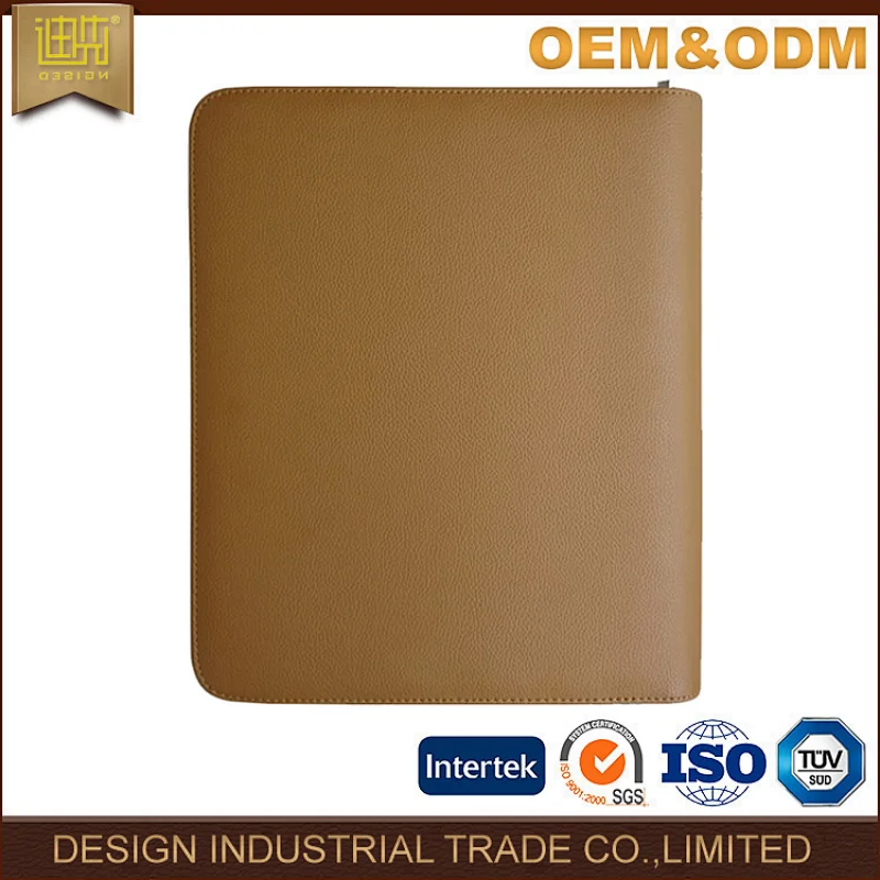 Zipped portable business travel leather portfolio cases cover