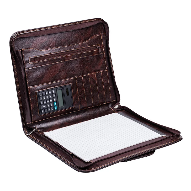 Wholesale new design practical office pu leather lawyer business zipper portfolio