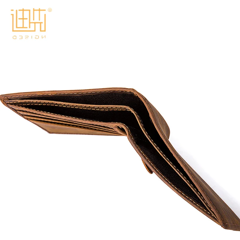 Latest luxury design crazy horse cheap 2 fold leather square wallet men