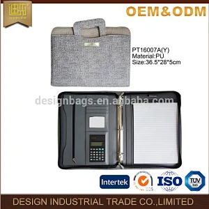 pu leather executive office business 3 ring binder portfolio briefcase style folder with handles