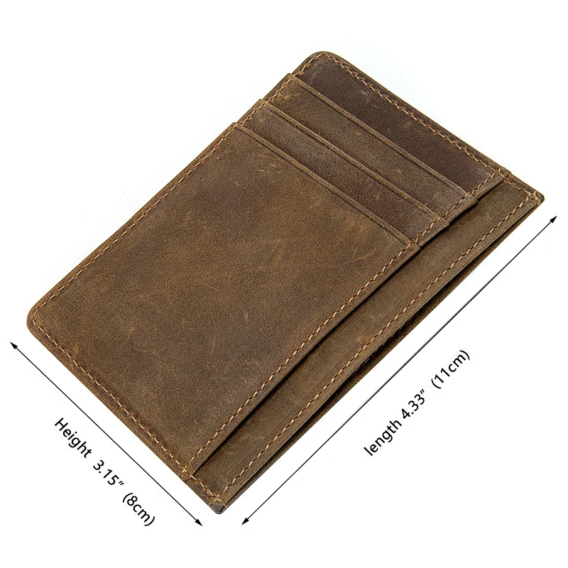 Newly customized best brands men minimalist slim crazy horse leather card holder