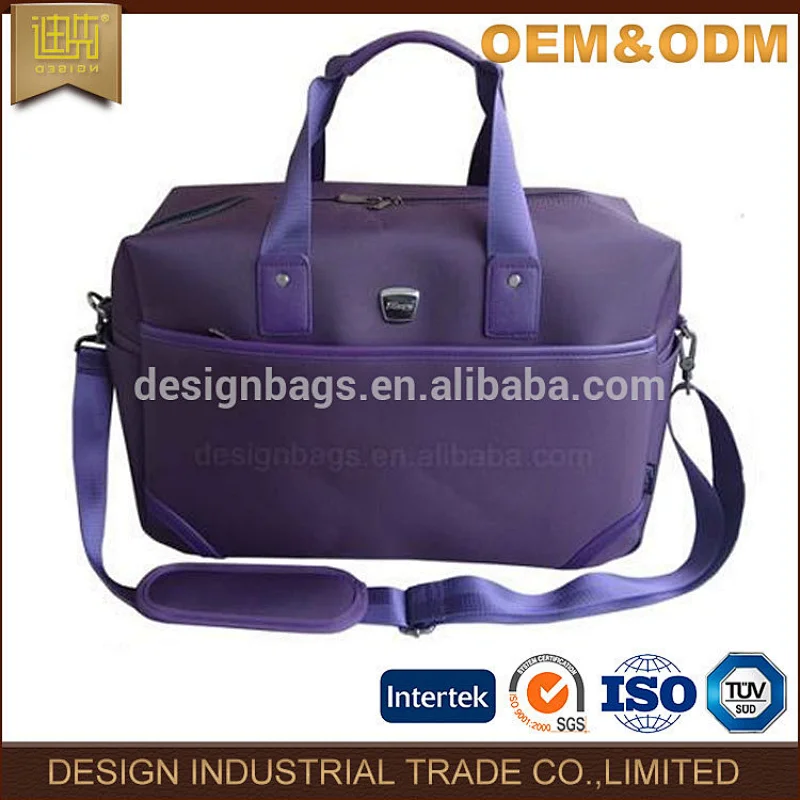 factory manufacture luggage bag fashion malfunction travel Simple design purple business nylon bag