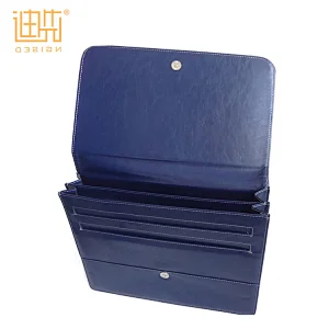 Large capacity Pu Leather file folder car manual holder with back zipper pocket