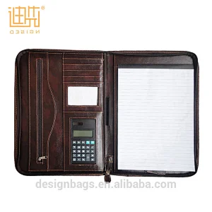 business conference custom a4 pu leather expandable portfolio folder with calculator pen loop conference folder portfolio