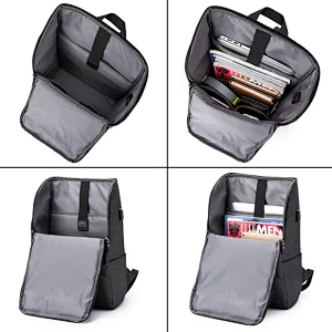 Best Price Custom Logo Nylon Zipper Hasp Black Anti-theft Laptop External USB Backpack