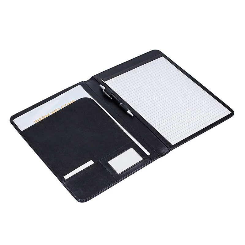 Custom pu leather conference folder popular multifunction quality custom file holder A4 leather document folder