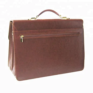 Classical pu leather briefcase with 3 document compartments
