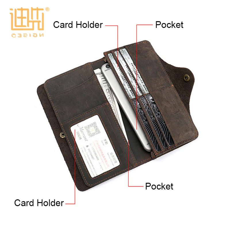 New mens wallet zipper hasp business leather long magic credit card wallet