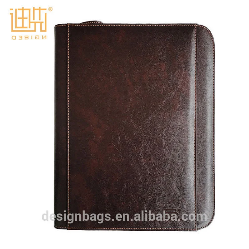 Top Quality Zipper A4 PU Leather File Portfolio Folder With Calculator