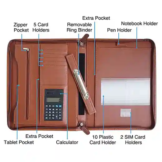 carpeta a4 cartera de cuero