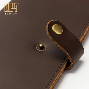 Customized genuine buckle fixing cow hide leather slender minimalist wallet for factory design