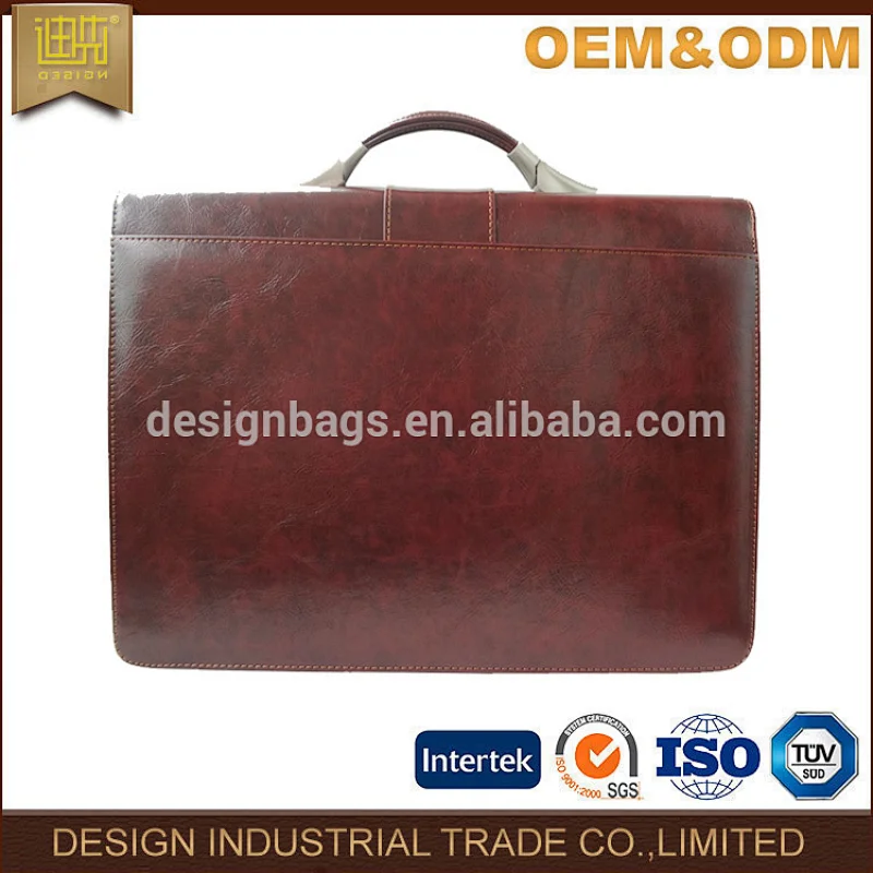 Fashion document business with phone tablet PU leather laptop briefcase for men