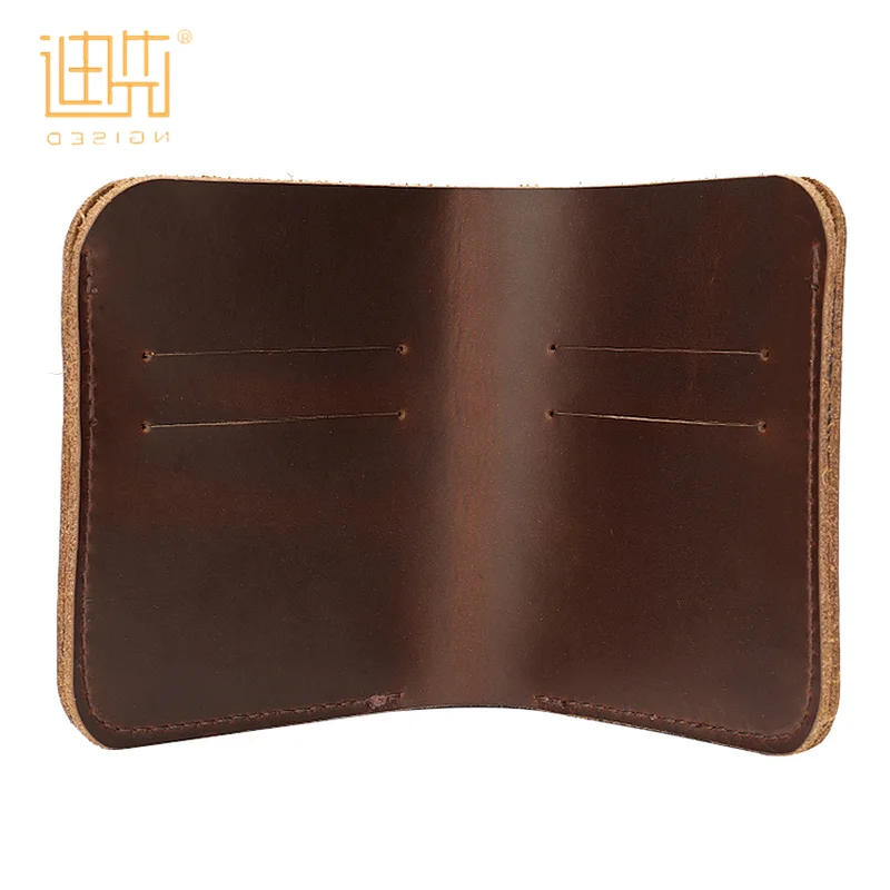 New design cowhide coffee color hard card short wallet with chain