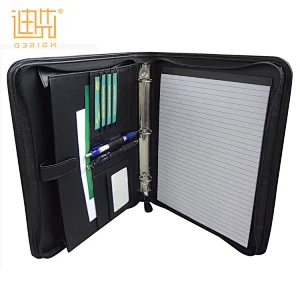 Custom office conference zipper presentation PU leather file folders