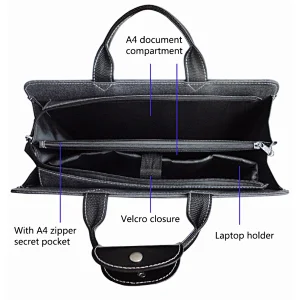 briefcase with secret compartment business braid reinforce pu handle briefcase
