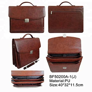 Guangzhou wholesale stylish handmade business PU leather briefcase men with shoulder strap