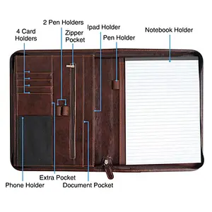 Factory Price PU custom genuine leather portfolio case folder