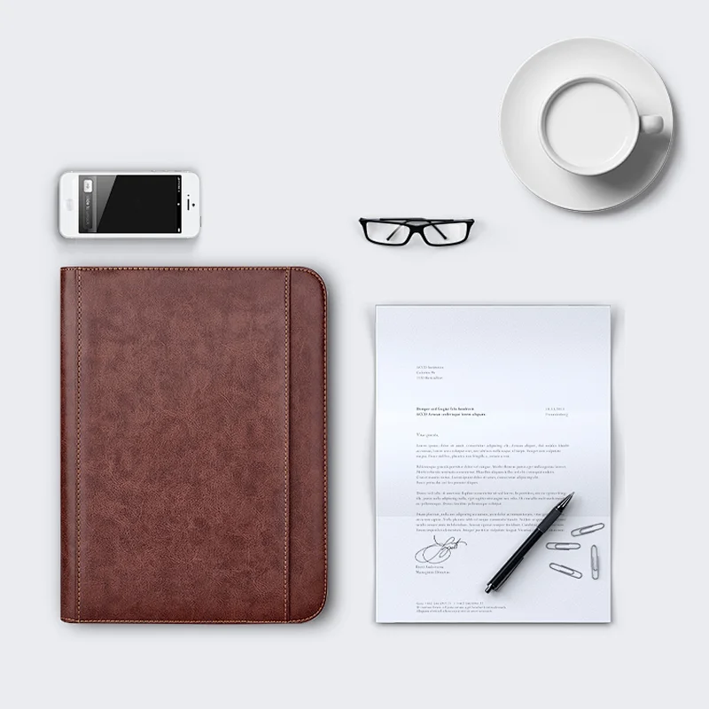 Custom business conference PU portfolio file document a4 leather folder