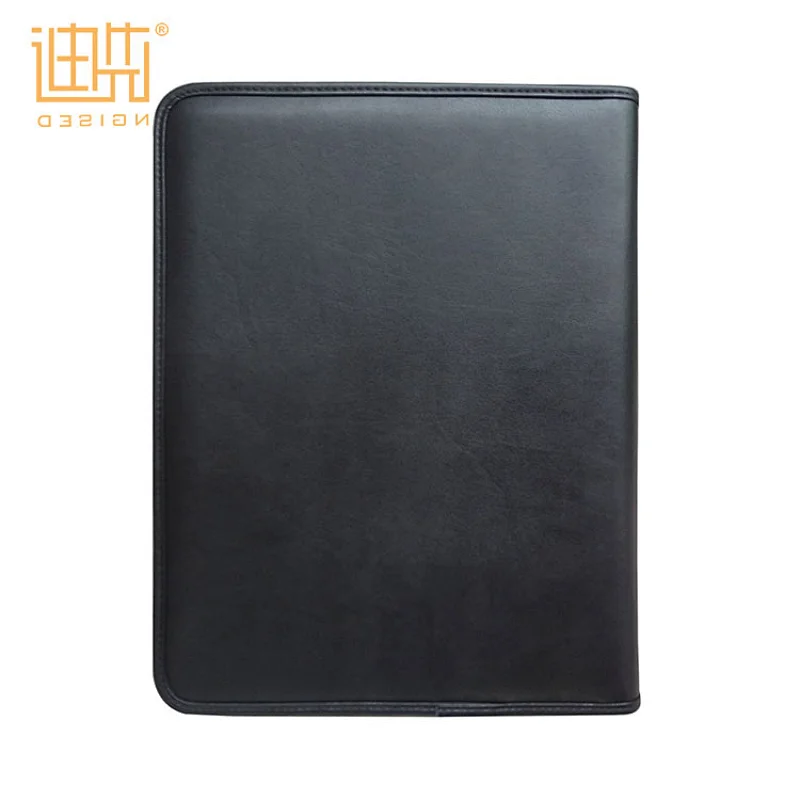 China factory supply microfibre & PU business 3 ring zipper portfolio folder binder leather