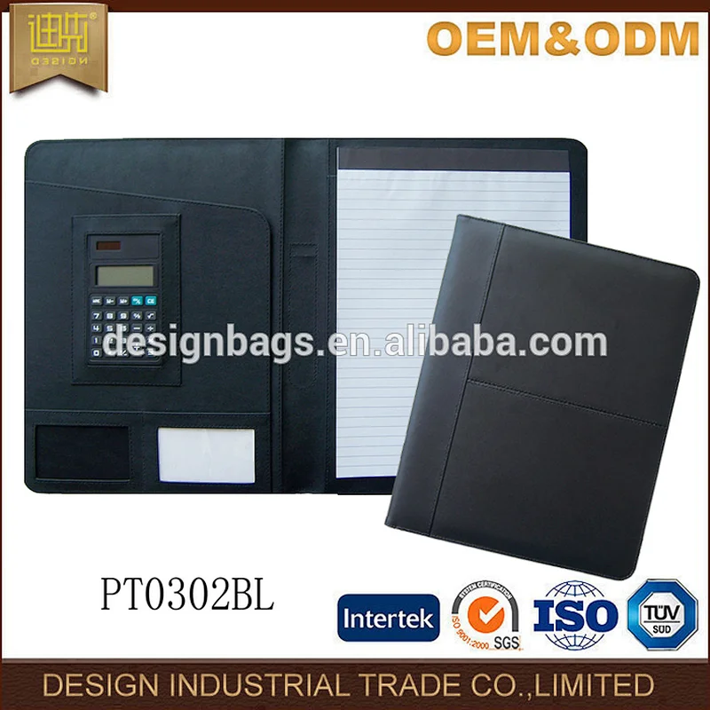 Custom high quality conference padfolio A4 business PU leather portfolio