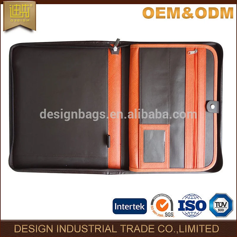 Hot selling black business pu leather notepad portfolio folders card