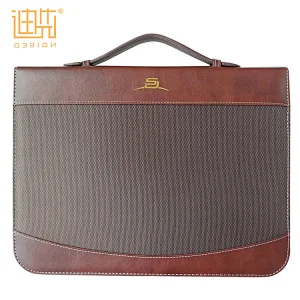 Custom size compendium folder High quality fashion business pu leather portfolio