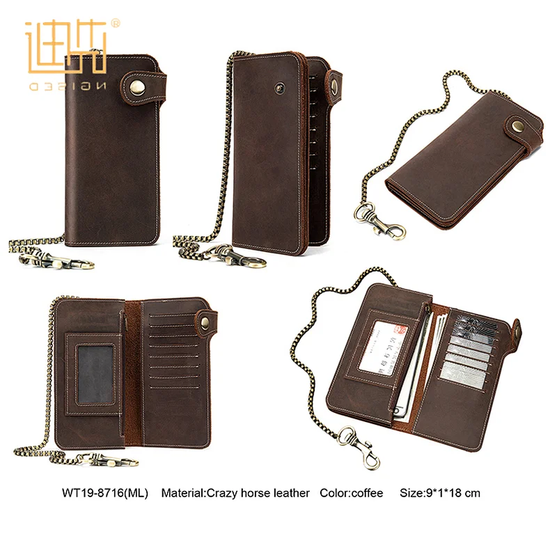 High quality multi-pocket leather gents long square men passport wallet