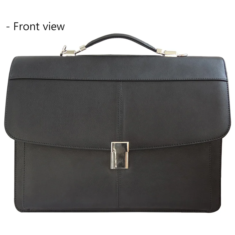 Wholesale business men laptop bag PU leather black lawyer briefcase with lock