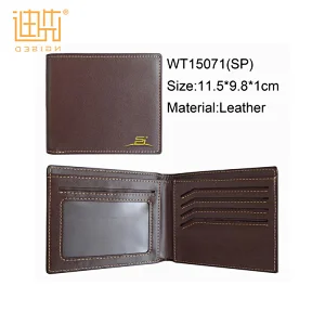 New material brown leather wallet with hot stamp logo