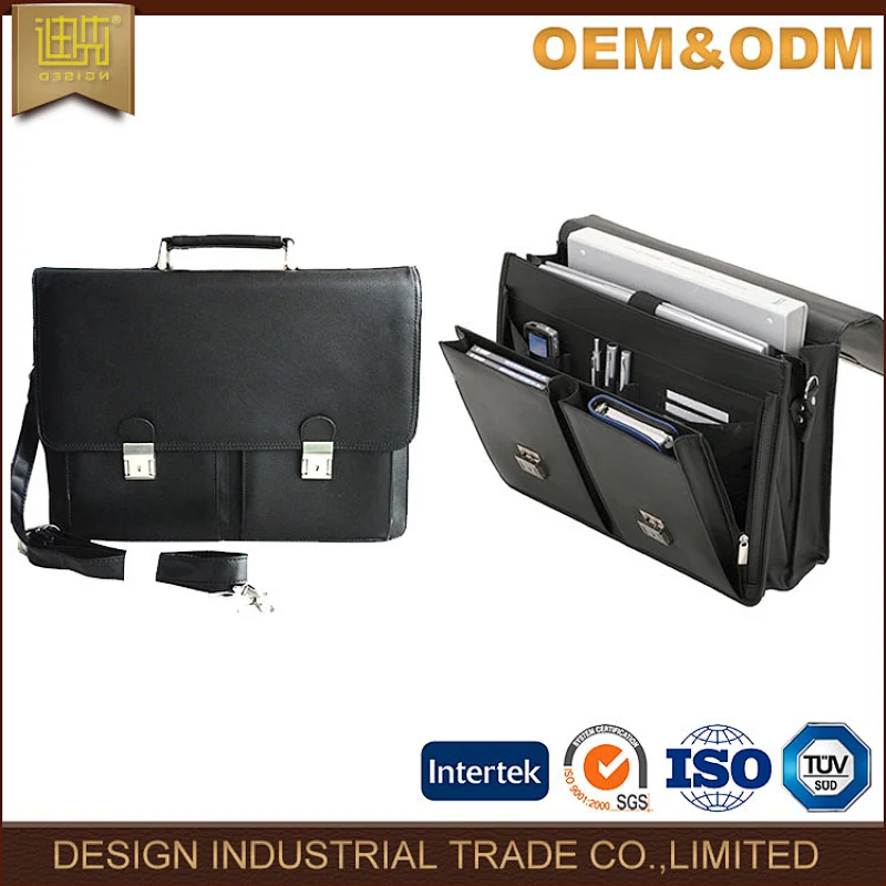 men briefcase promotional gift briefcase leather bag with two front pocket messenger men leather bag