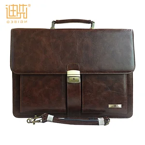 hot sell business lawyer security cheap old fashion leather men wholesale metal lock briefcase document bag