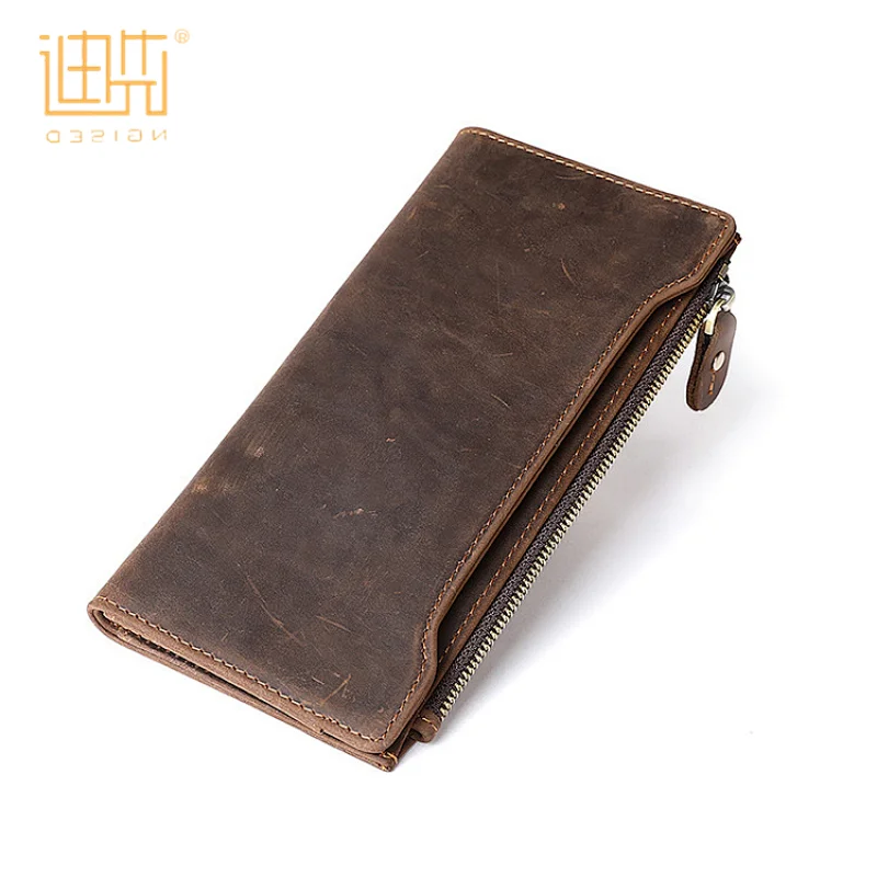 High quality retro slim long clutch leather wallet for man