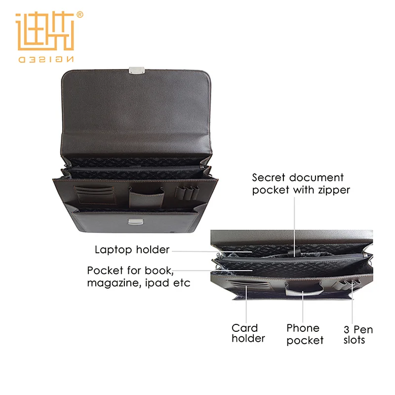 New style custom lock waterproof laptop holder pu briefcase