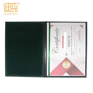Dark green color Pu leather document certificate cover folder