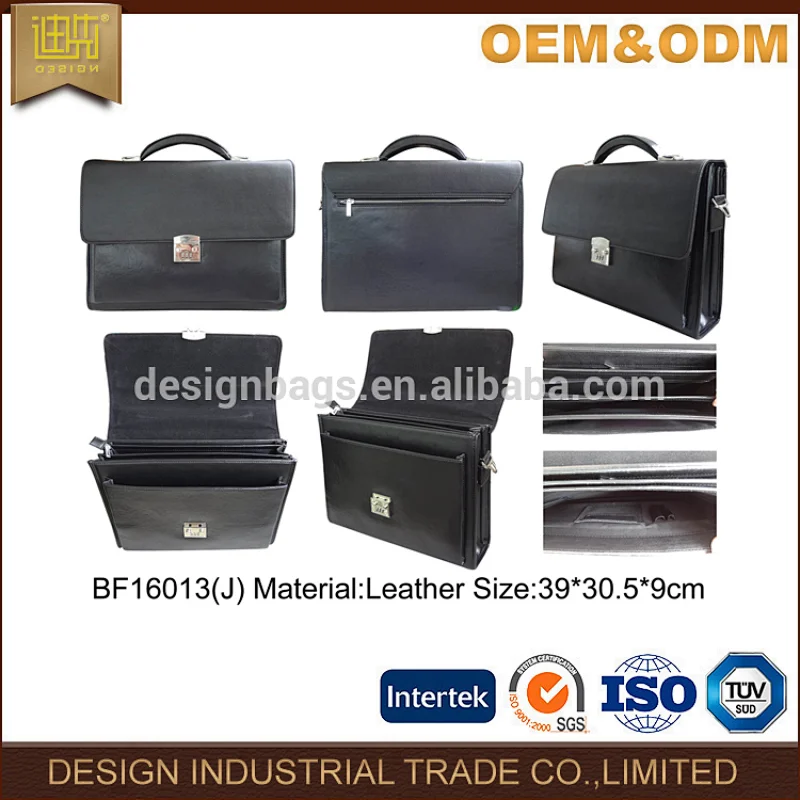 Wholesale Pu briefcase bag black executive briefcase with handle and metal lock