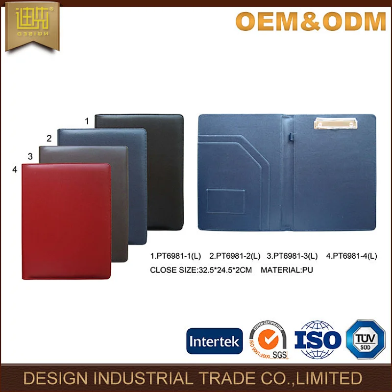 fashion manufacture diary notebook cover a4 portfolio China wholesale high quality leather file folder