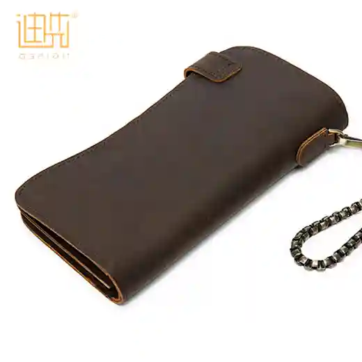 built-in zipper leather wallet