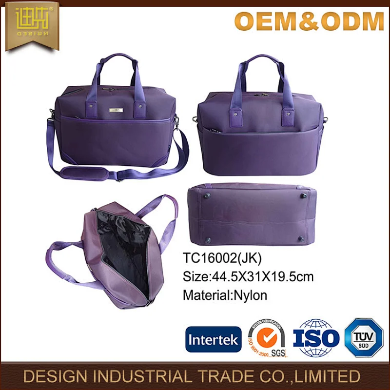 factory manufacture luggage bag fashion malfunction travel Simple design purple business nylon bag