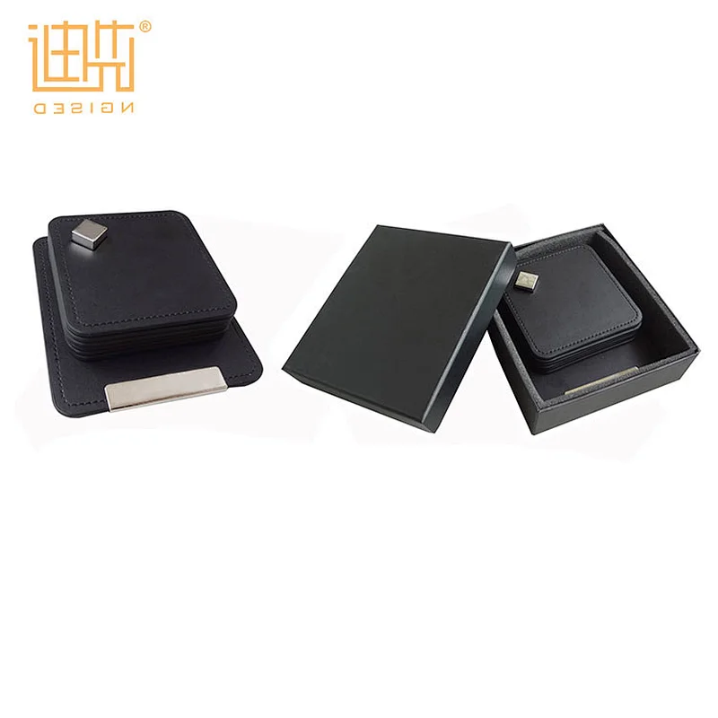 China manufacture high quality Square PU leather coaster set