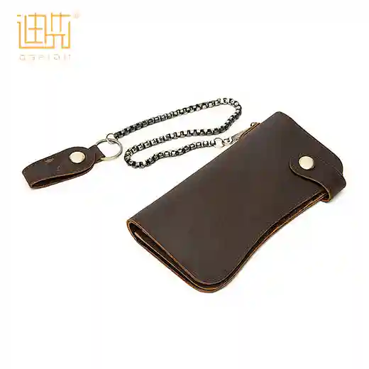 built-in zipper leather wallet