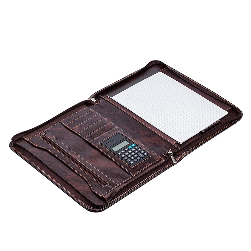 Wholesale new design practical office pu leather lawyer business zipper portfolio